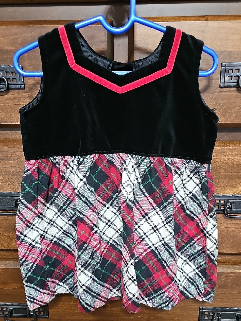 Hanna Andersson Black Velvet And Red Plaid Holiday Dress